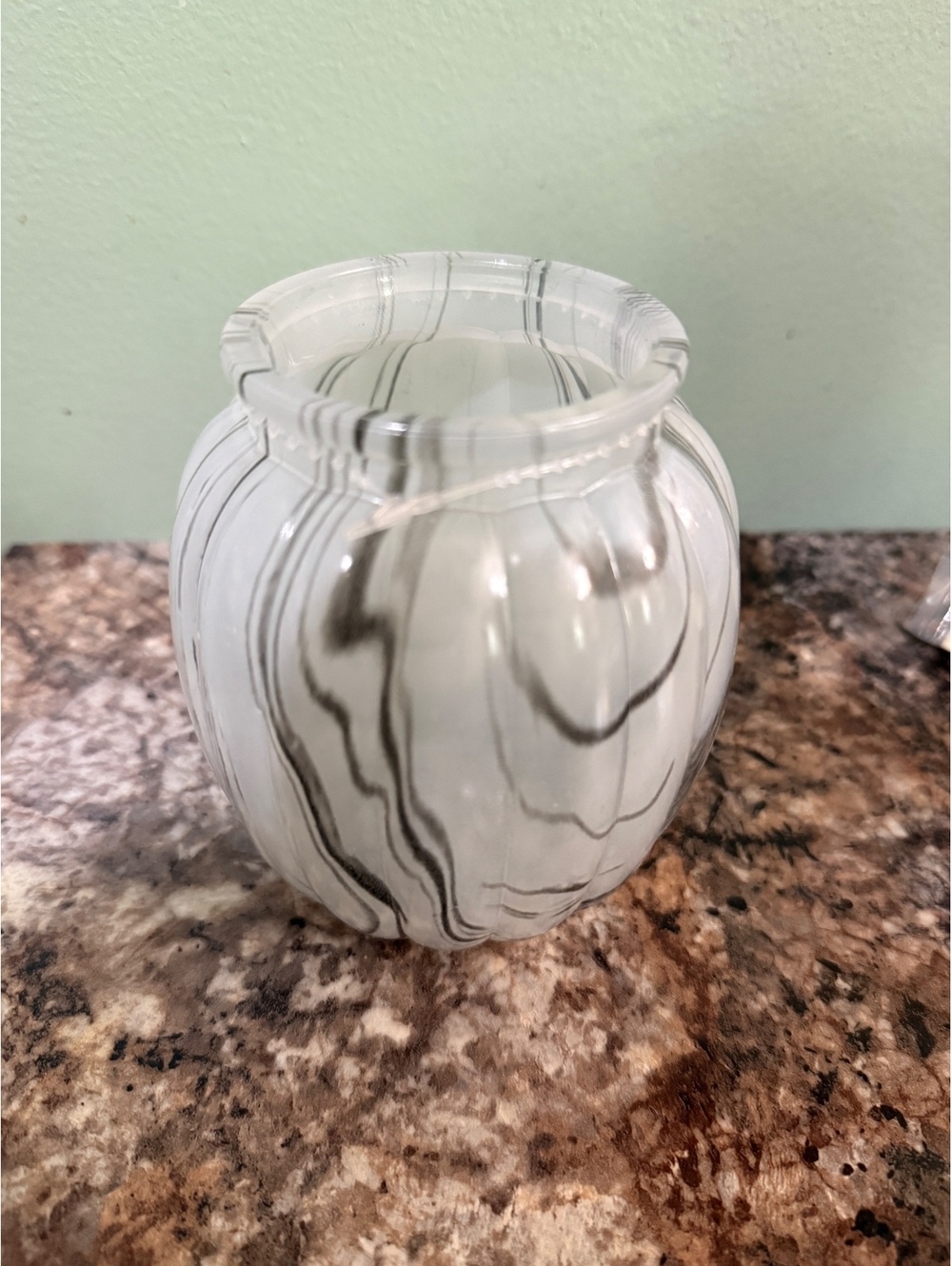 Marbled Glass Ribbed Vase